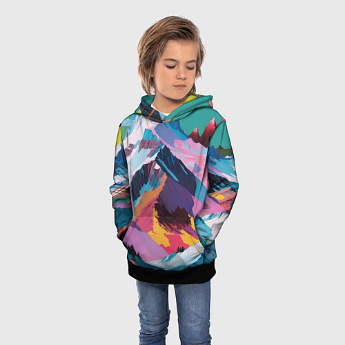 Детская толстовка Горы краски / 3D-Черный – фото 3