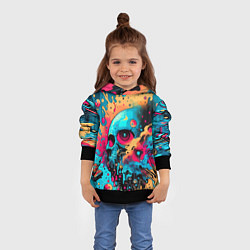 Толстовка-худи детская Абстракция с черепом - нейроарт, цвет: 3D-черный — фото 2