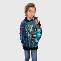 Толстовка-худи детская Таинственная кибер физиономия - паттерн, цвет: 3D-черный — фото 2