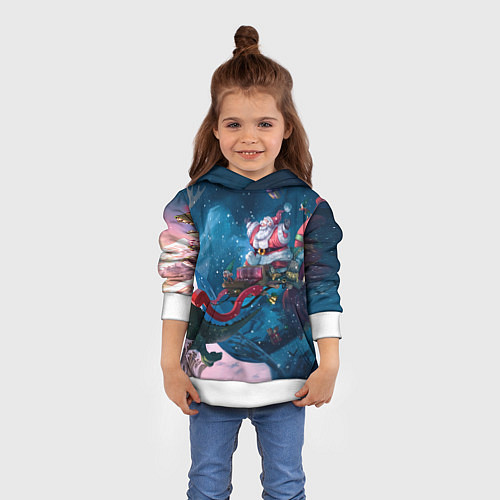 Детская толстовка Санта с динозаврами / 3D-Белый – фото 4