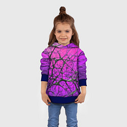 Толстовка-худи детская Чёрные волокна и фиолетовый градиент абстракция, цвет: 3D-синий — фото 2