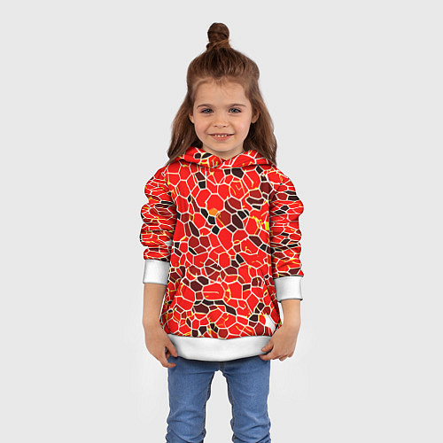 Детская толстовка Абстрактные плитки красные и чёрные / 3D-Белый – фото 4