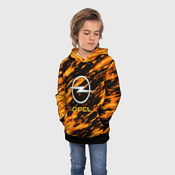 Толстовка-худи детская Opel штрихи огненные, цвет: 3D-черный — фото 2