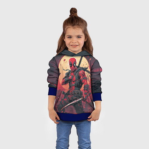 Детская толстовка Дэдпул самурай / 3D-Синий – фото 4