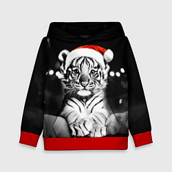 Толстовка-худи детская Милый тигрёнок на Рождество, цвет: 3D-красный