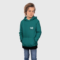 Толстовка-худи детская Игрок 149 - Игра в кальмара, цвет: 3D-черный — фото 2