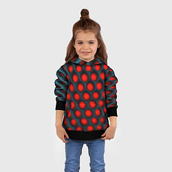 Толстовка-худи детская Оптическая иллюзия красная броня, цвет: 3D-черный — фото 2