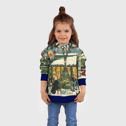 Детская толстовка Новогодние посиделки / 3D-Синий – фото 4