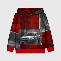 Детская толстовка Автомобиль в серо-красных тонах