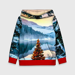 Детская толстовка Новогодняя елочка на берегу озера