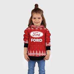 Толстовка-худи детская Новогодний Ford с оленями, цвет: 3D-черный — фото 2