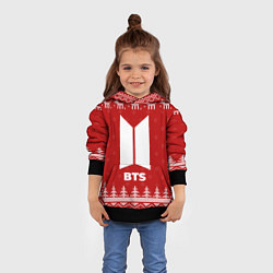 Толстовка-худи детская Новогодний BTS с оленями, цвет: 3D-черный — фото 2