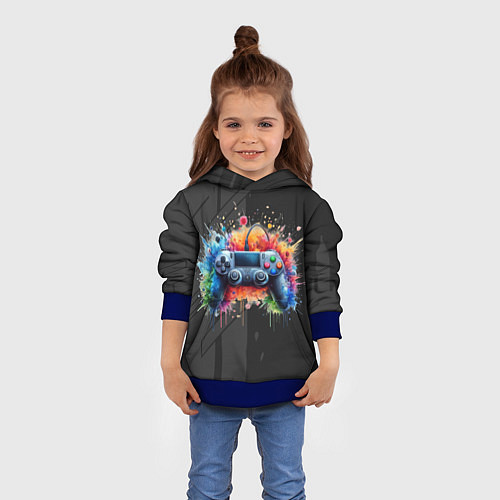 Детская толстовка Игровой геймпад / 3D-Синий – фото 4