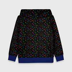 Толстовка-худи детская Паттерн с разноцветными радиодеталями, цвет: 3D-синий