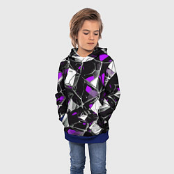 Толстовка-худи детская Фиолетово-белый паттерн на чёрном фоне, цвет: 3D-синий — фото 2