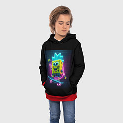 Толстовка-худи детская Sponge Bob on a skateboard - ai art fantasy, цвет: 3D-красный — фото 2