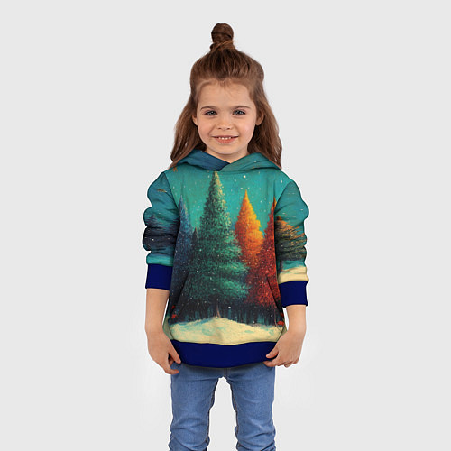 Детская толстовка Разноцветные елочки / 3D-Синий – фото 4