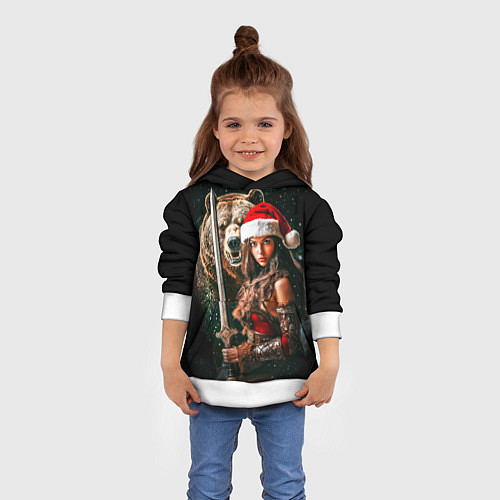 Детская толстовка Античная снегурочка воин с медведем / 3D-Белый – фото 4