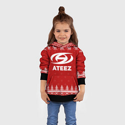 Толстовка-худи детская Новогодний Ateez с оленями, цвет: 3D-черный — фото 2