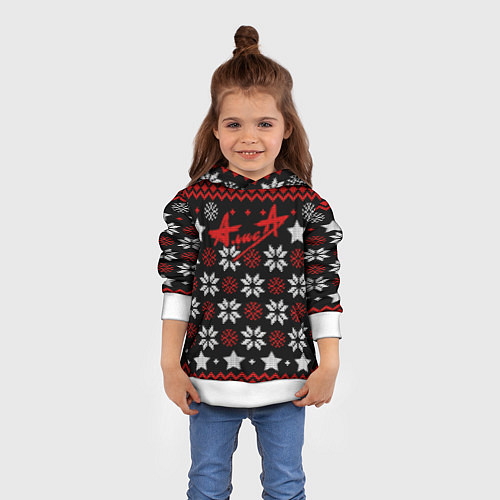 Детская толстовка Алиса новогодний свитер / 3D-Белый – фото 4