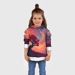 Толстовка-худи детская Красное дерево на закате, цвет: 3D-белый — фото 2