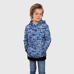 Толстовка-худи детская Паттерн с узлами водопроводного лабиринта, цвет: 3D-черный — фото 2
