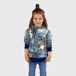 Толстовка-худи детская Пэчворк с аниме, цвет: 3D-синий — фото 2