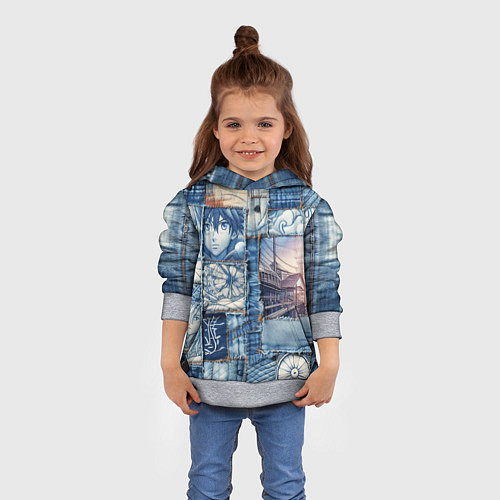 Детская толстовка Пэчворк с мотивами аниме / 3D-Меланж – фото 4