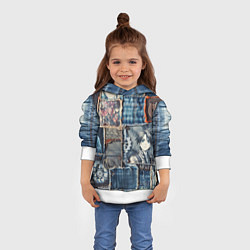 Толстовка-худи детская Аниме пэчворк деним, цвет: 3D-белый — фото 2