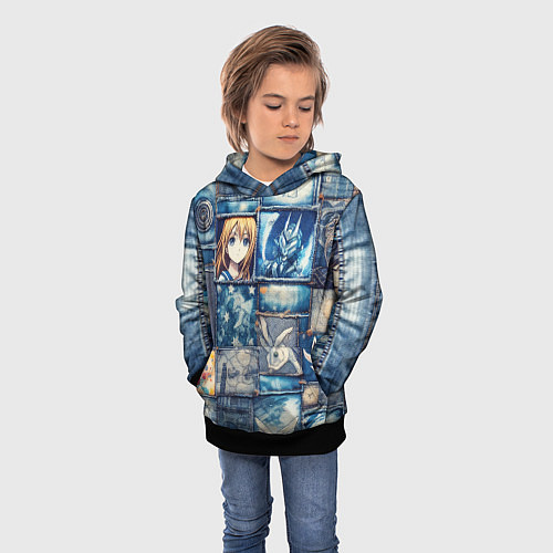 Детская толстовка Аниме микс и пэчворк / 3D-Черный – фото 3