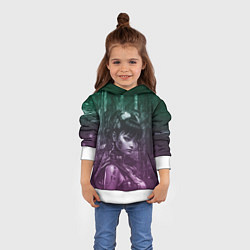 Толстовка-худи детская Азиатская девушка-андроид, цвет: 3D-белый — фото 2