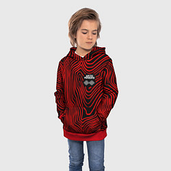 Толстовка-худи детская Arctic Monkeys - красные линии, цвет: 3D-красный — фото 2