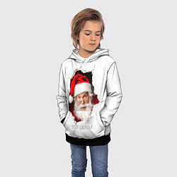 Толстовка-худи детская Дед Мороз выглядывает из дыры в стене, цвет: 3D-черный — фото 2