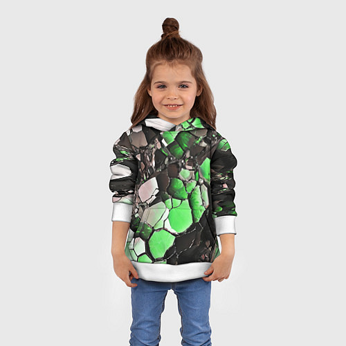 Детская толстовка Чёрно-зелёный камень / 3D-Белый – фото 4
