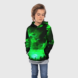 Толстовка-худи детская Кислотный зелёный закат, цвет: 3D-меланж — фото 2