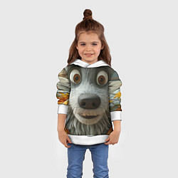 Толстовка-худи детская Волк и цыпа, цвет: 3D-белый — фото 2