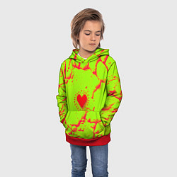 Толстовка-худи детская Сердечко на кислотном фоне, цвет: 3D-красный — фото 2
