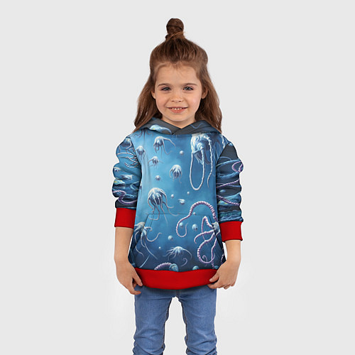 Детская толстовка Мир фантастических осьминогов / 3D-Красный – фото 4