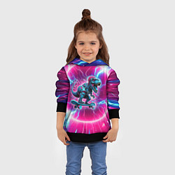 Толстовка-худи детская Cyber tyrannosaurus is a cool skateboarder, цвет: 3D-черный — фото 2