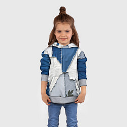 Толстовка-худи детская Сине-белый пэчворк, цвет: 3D-меланж — фото 2