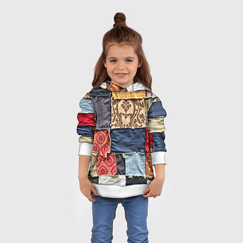 Детская толстовка Яркий пэчворк / 3D-Белый – фото 4