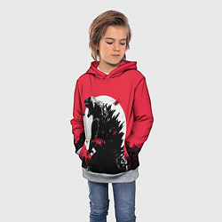 Толстовка-худи детская Godzilla destroys the city, цвет: 3D-меланж — фото 2