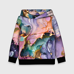 Детская толстовка Сиренево-золотые всплески краски