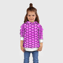 Толстовка-худи детская Чёрно-белые фигуры на розовом фоне, цвет: 3D-белый — фото 2
