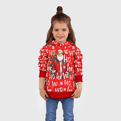 Толстовка-худи детская Дед мороз хо хо, цвет: 3D-красный — фото 2