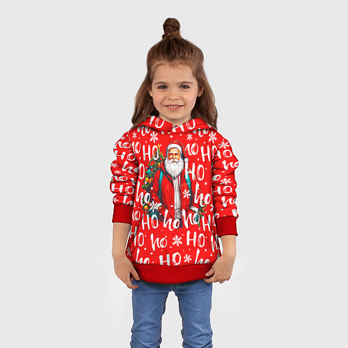 Детская толстовка Дед мороз хо хо / 3D-Красный – фото 4