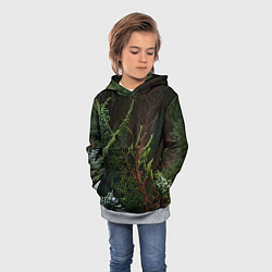 Толстовка-худи детская Объемные растения в лесу, цвет: 3D-меланж — фото 2