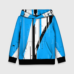 Детская толстовка Чёрно-белые вертикальные полосы на синем фоне