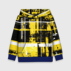 Детская толстовка Жёлто-белый гранж на чёрном фоне