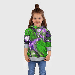 Толстовка-худи детская Фиолетовый минерал в зелёном камне, цвет: 3D-меланж — фото 2